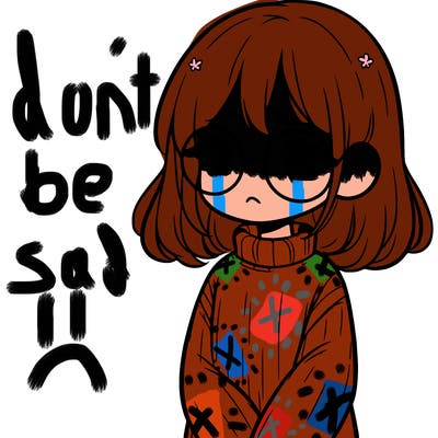 sad girl with glasses in a sweater