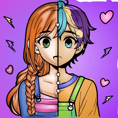 realistic girl boy split