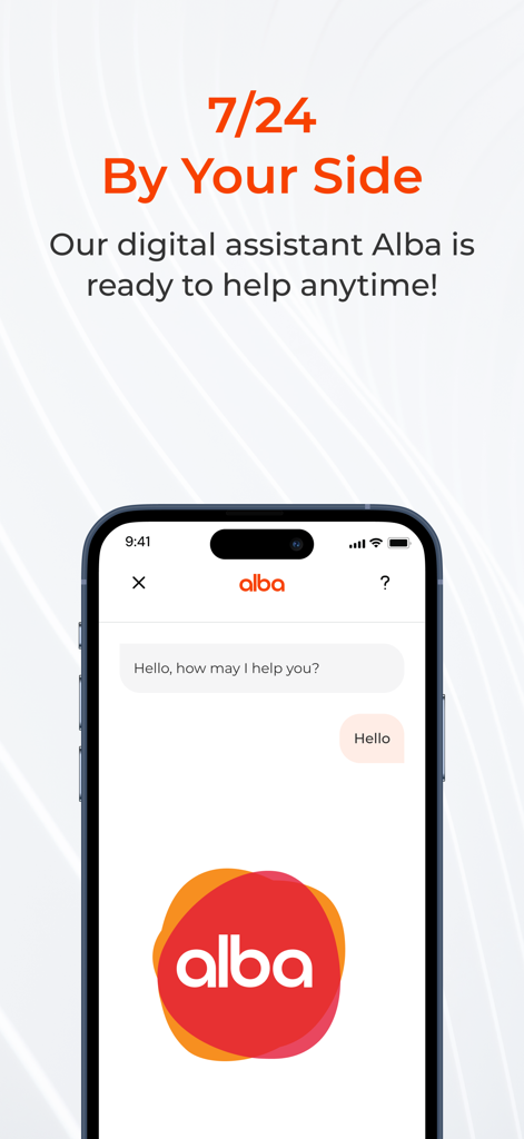 Albaraka Mobil - Assistente digitale Albaraka Mobil Alba che fornisce supporto 24/7 sull'app di mobile banking.