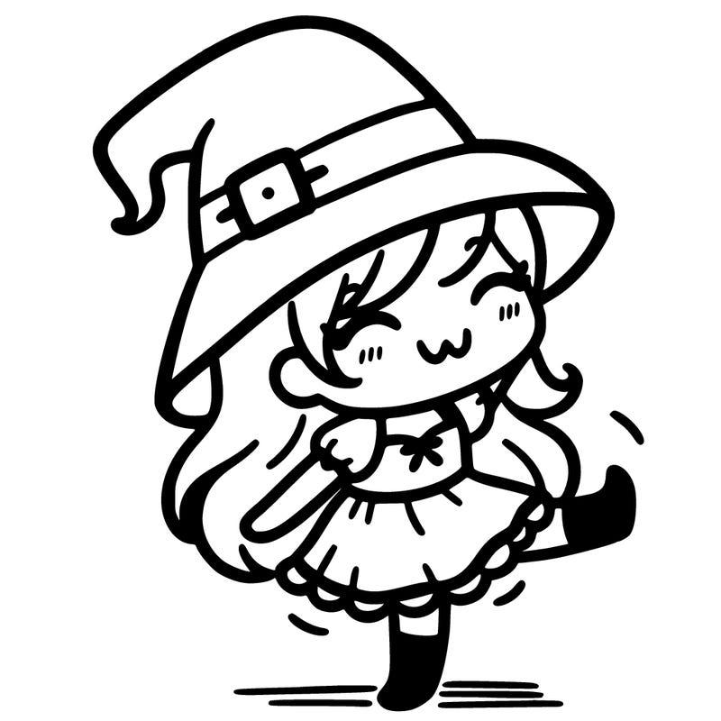 cute halloween witch dancing