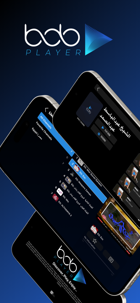 BOB PLAYER - Interface do aplicativo BOB PLAYER mostrando listas de TV ao vivo e filmes em um smartphone