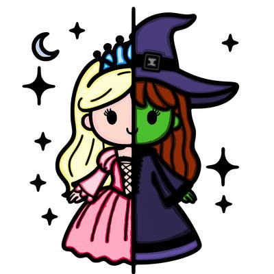 split princess and witch
