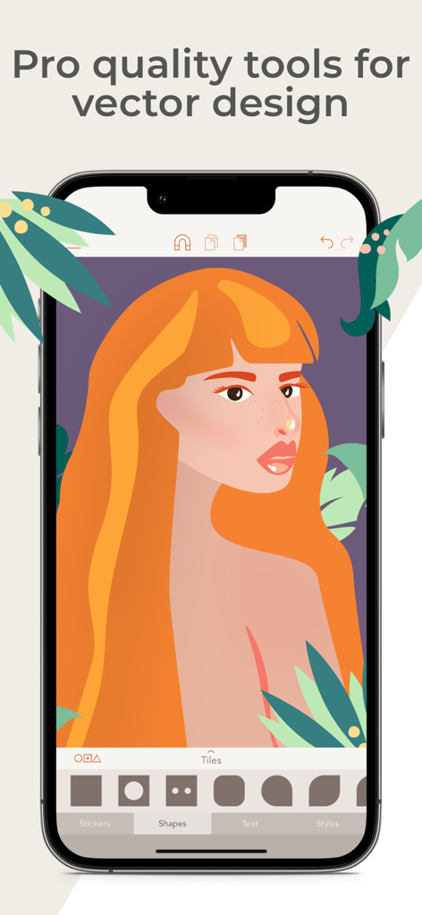 Vector & SVG Maker - Assembly - Mobile interface of Assembly vector design app featuring a professional illustration of a woman