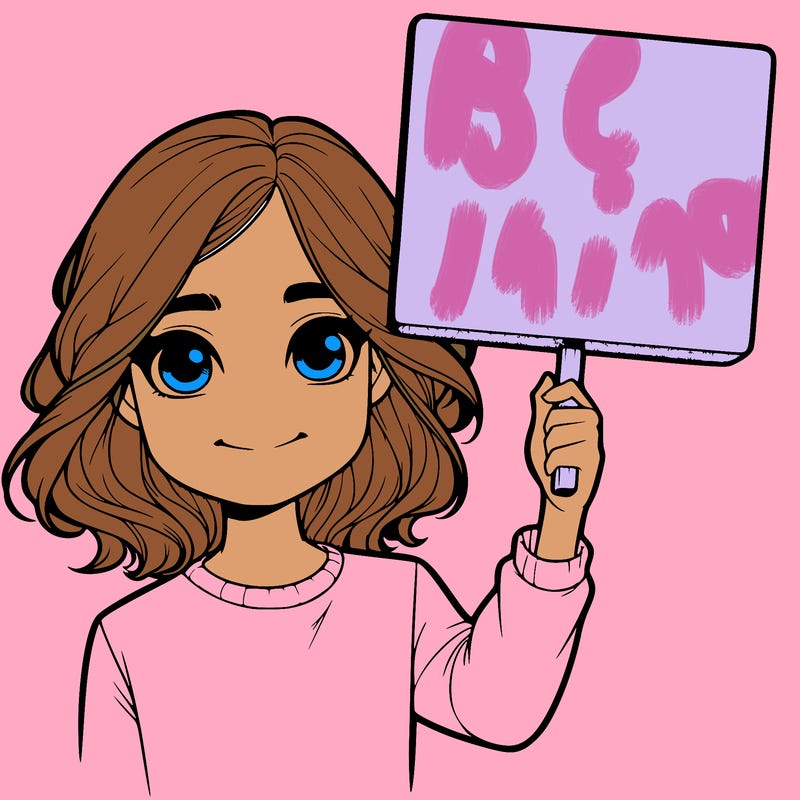 realistic girl holding up a sign