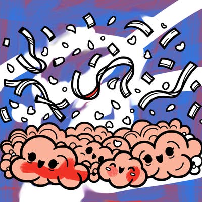 some confetti in air