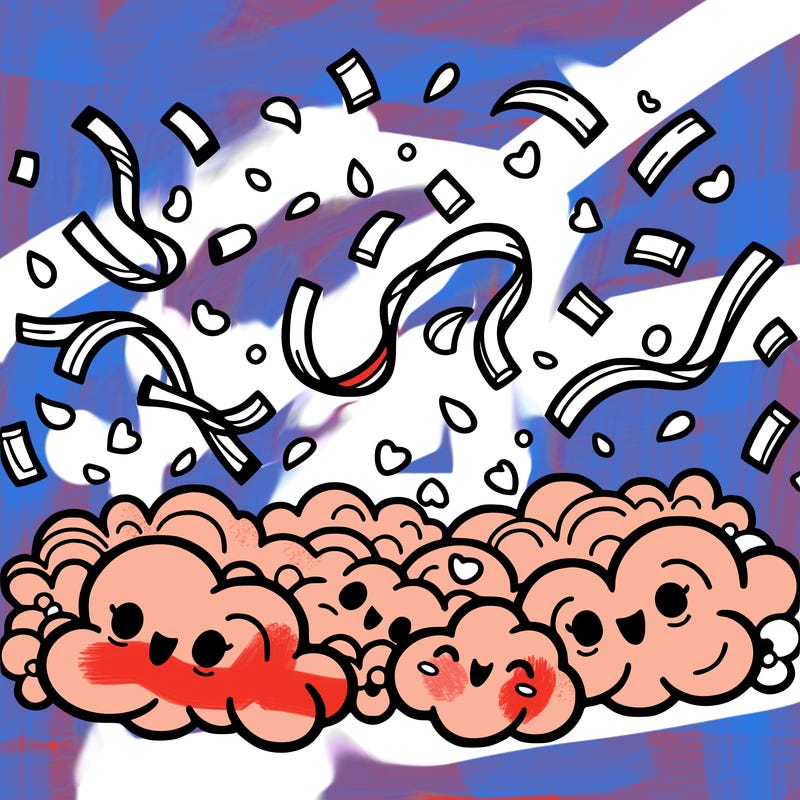 some confetti in air