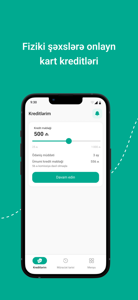 KredAqro - Interface de l'application mobile KredAqro montrant la demande de prêt en ligne et le curseur de montant