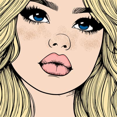 really realistic girl with lips