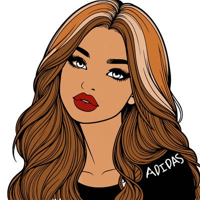 realistic girl with hair on her hair and lips