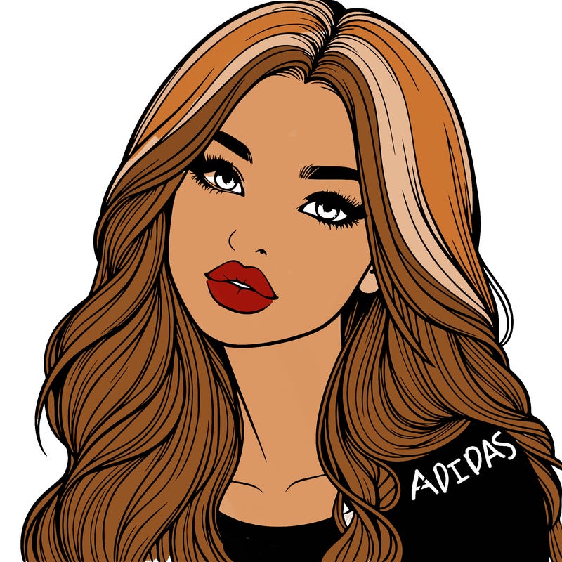 realistic girl with hair on her hair and lips