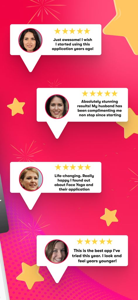 Face Yoga: Facial Exercises - Positive 5-star user reviews and testimonials for the Face Yoga facial exercises app