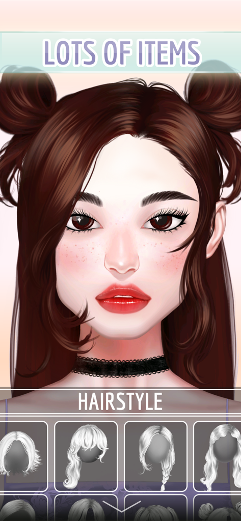 Avatar Maker: OC Dress Up Game - Menú de selección de peinado para un personaje de anime en Creador de Avatares Juego de Vestir OCs