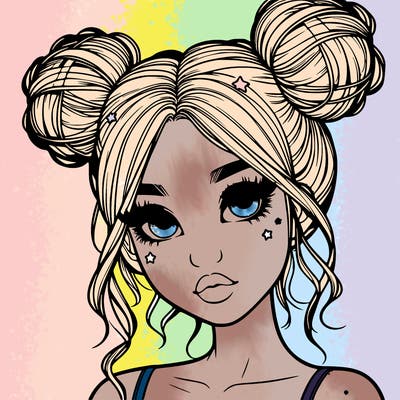 realistic girl with space buns