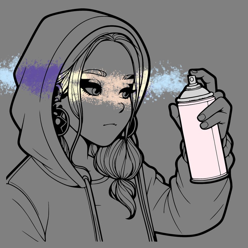 a realistic girl, spray painting