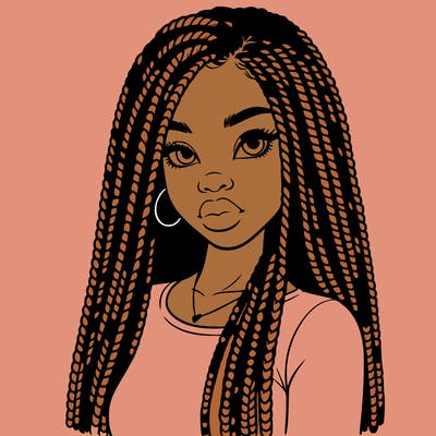 a realistic black girl with braids