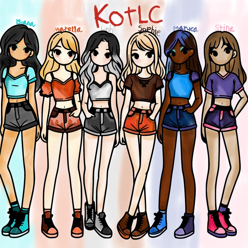 a group of girls wearing crop tops and shorts
