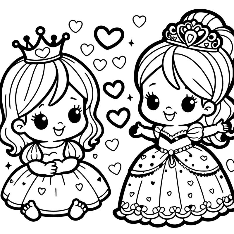 a princess by a baby girl with hearts