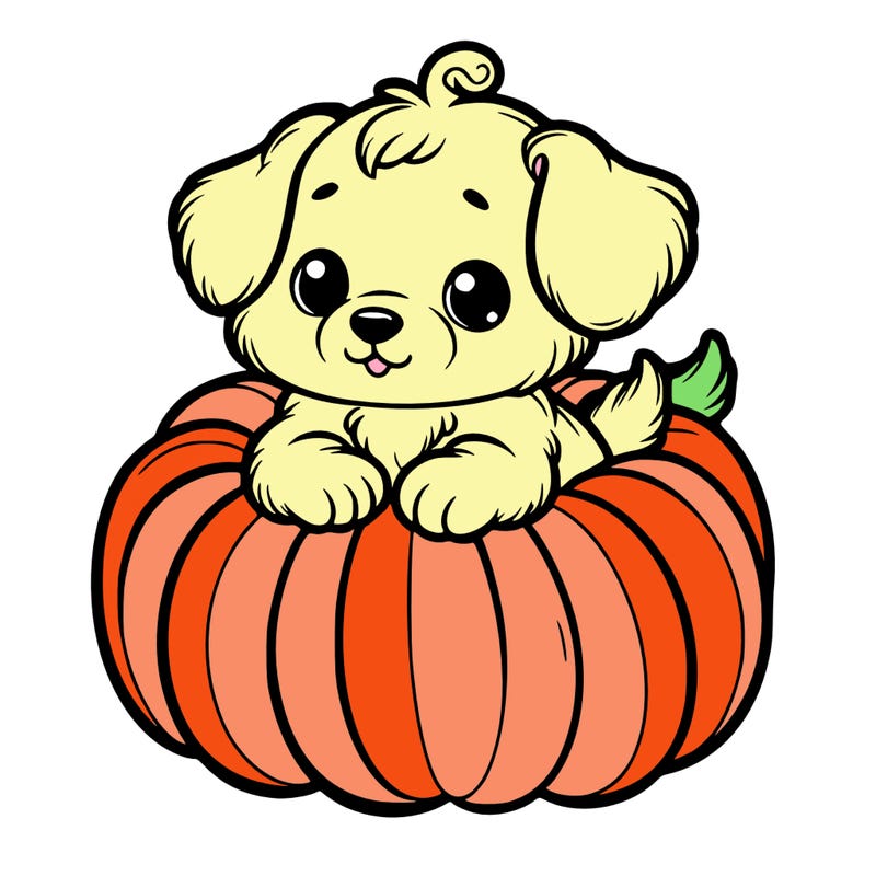 cute little puppy in a pumpkin
