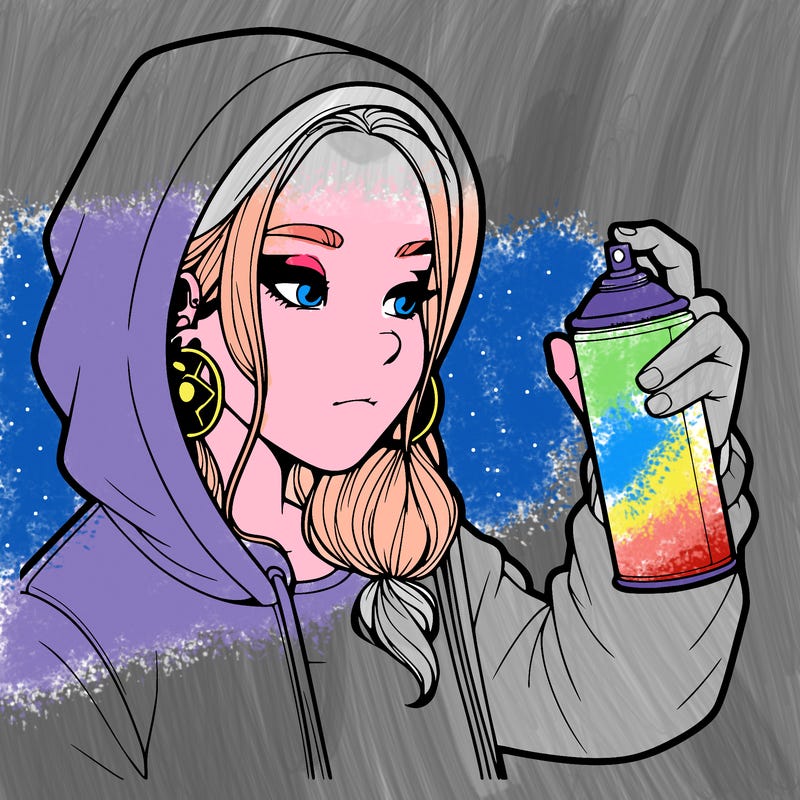 a realistic girl, spray painting