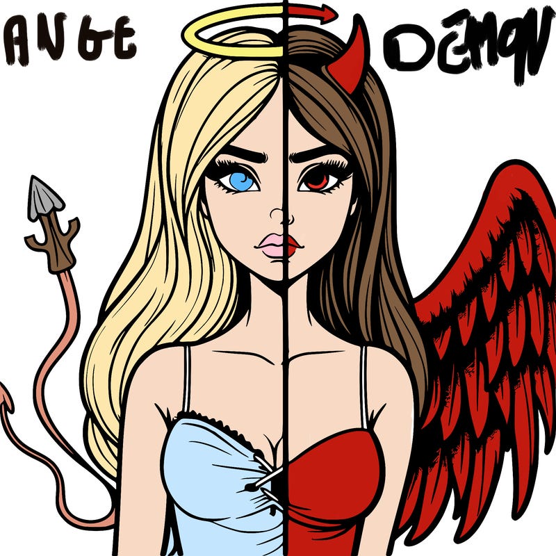 devil vs angel realistic girl