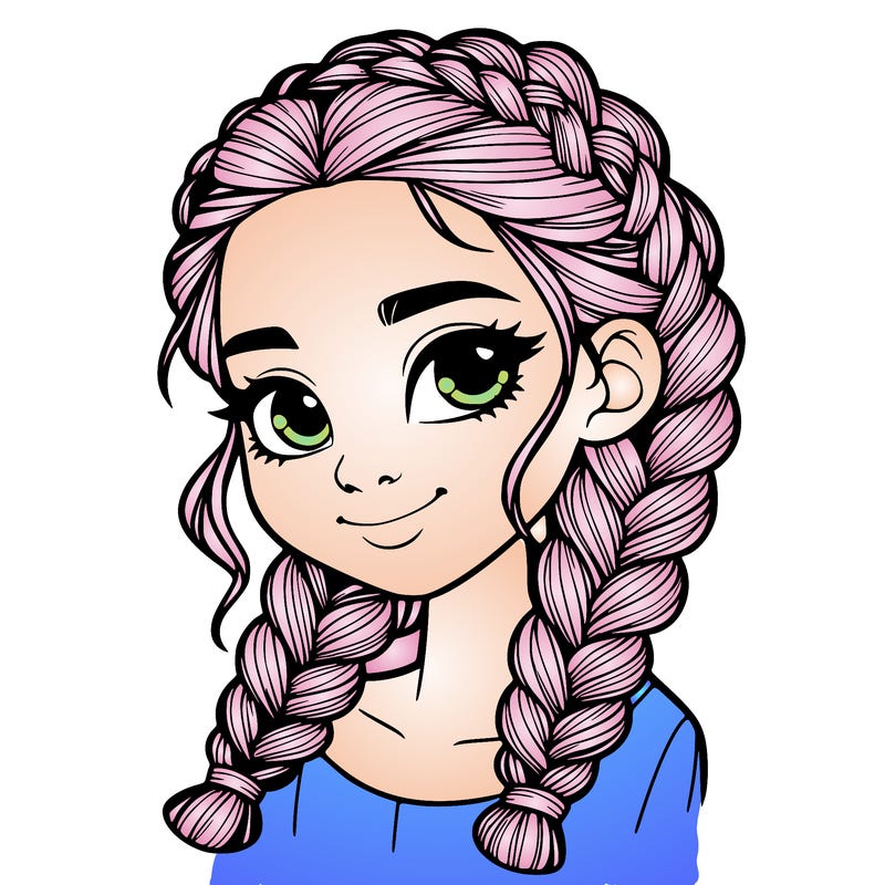 girl with braids realistic
