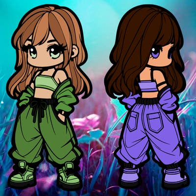 girl in crop top and baggy pants