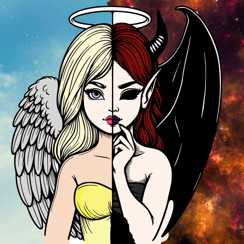 realistic angel half demon