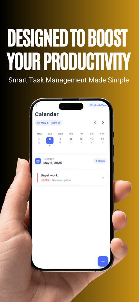 예약된 작업이 있는 캘린더 보기가 있는 TaskerPro 앱을 보여주는 iPhone.