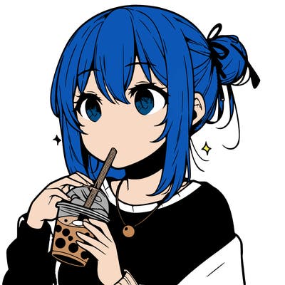 manga character drinking boba