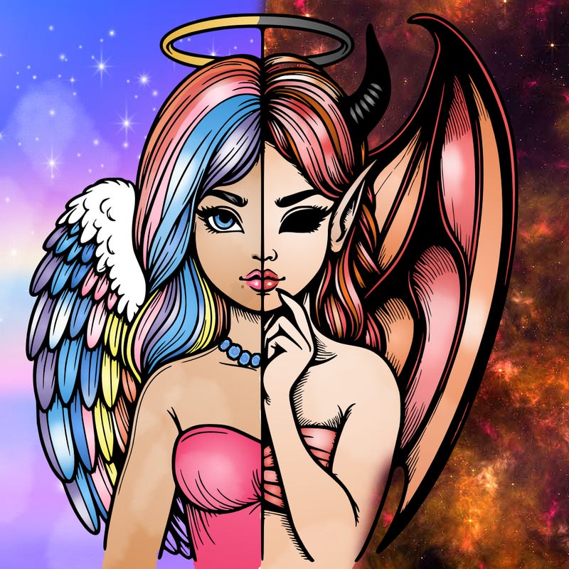 realistic angel half demon