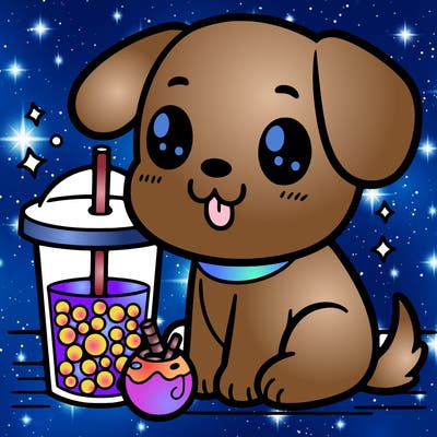 dog and bubble tea