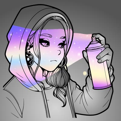 a realistic girl, spray painting