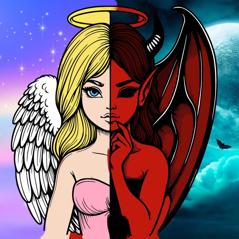 realistic angel half demon