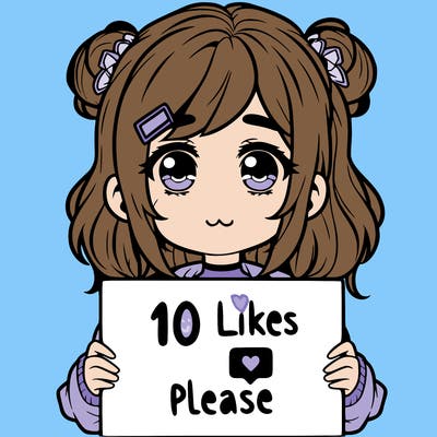 a girl with a sign saying 10 likes please