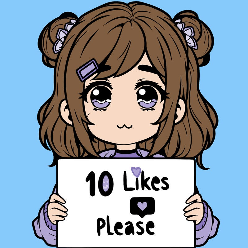 a girl with a sign saying 10 likes please