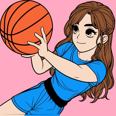 realistic girl playing basketball