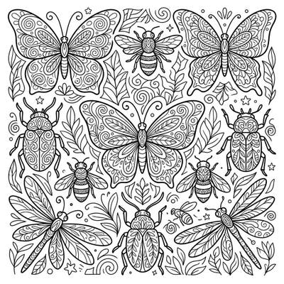 Discover a captivating collection of Zentangle insect figurines, featuring beautifully detailed butterflies, bees, beetles, and dragonflies. Each creature is adorned with intricate patterns, offering a unique and meditative coloring experience.