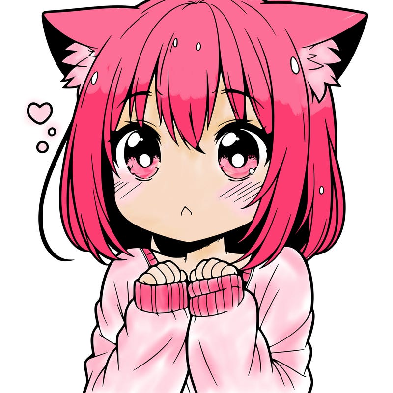 shy anime catgirl