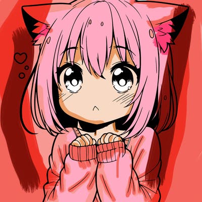 shy anime catgirl