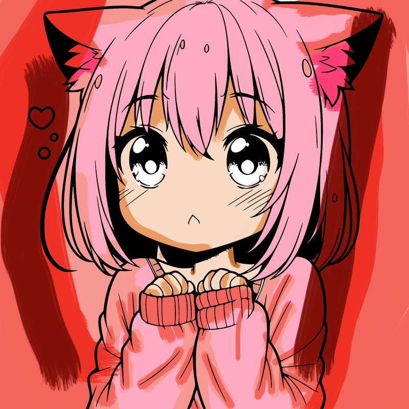 shy anime catgirl