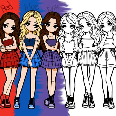 a group of girls realistic