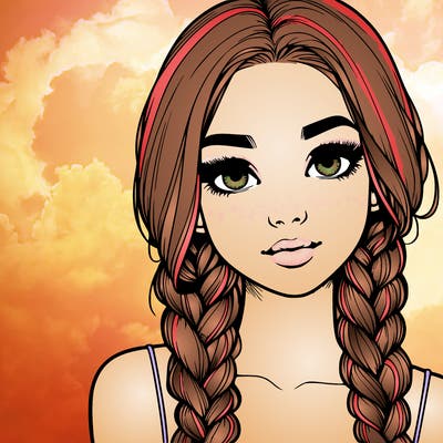 realistic girl with braids