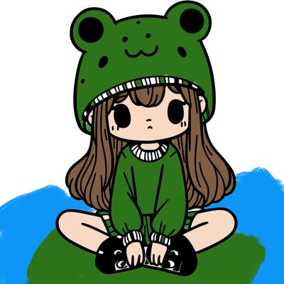 a girl wearing a frog hat and some frog socks