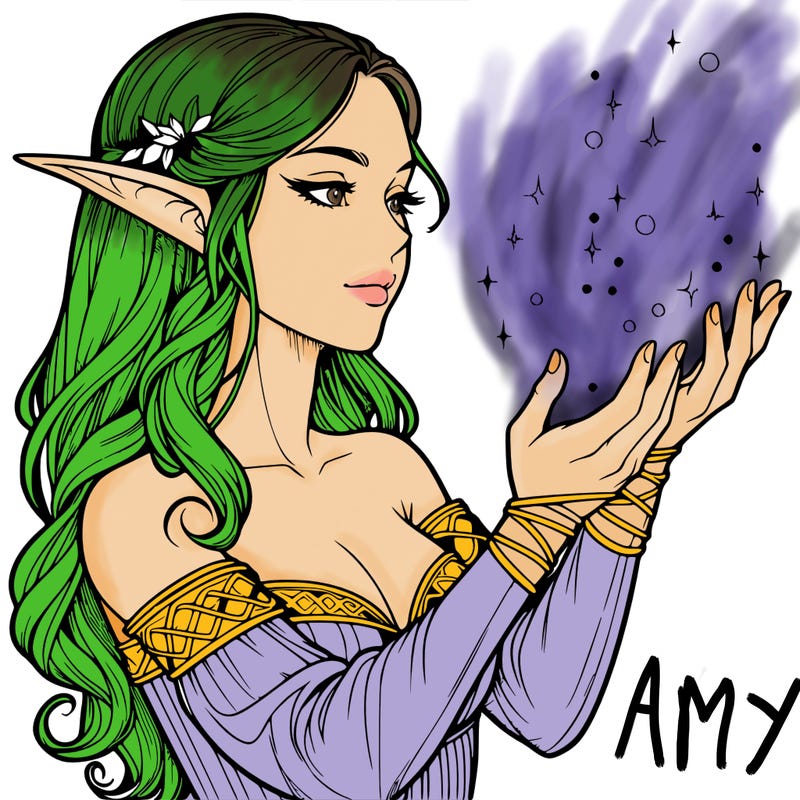 realistic elf girl doing magic