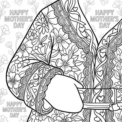 Dive into a delightful blend of festive charm and heartfelt appreciation with this unique Santa's Suit Mother's Day coloring page. Featuring intricate floral motifs, delicate lace, and loving hearts, it offers a creative way to celebrate the special mothers in your life.