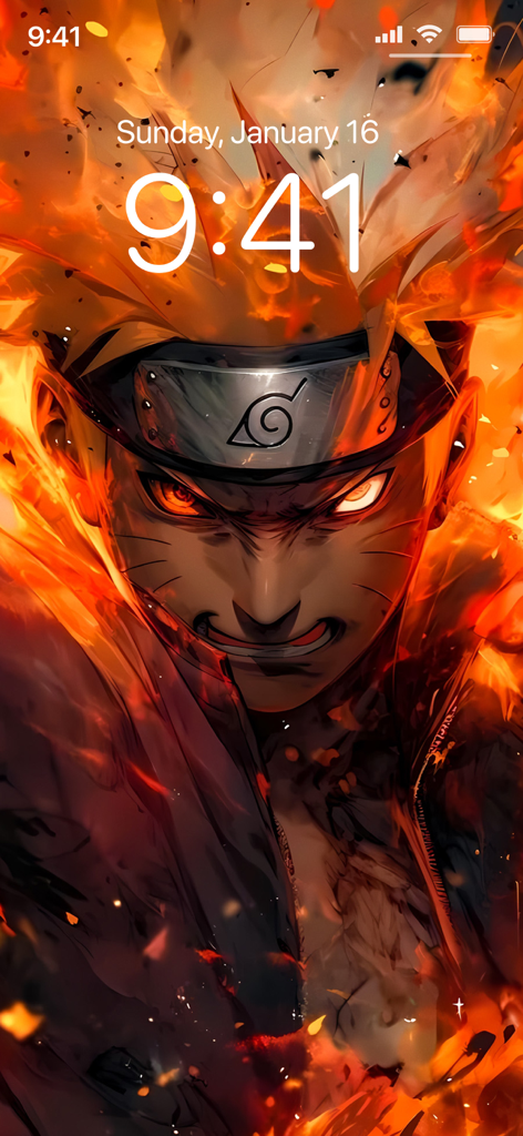 Anime Wallpapers 4K | HD - Naruto Uzumaki fiery anime wallpaper in 4K resolution on an iPhone lock screen