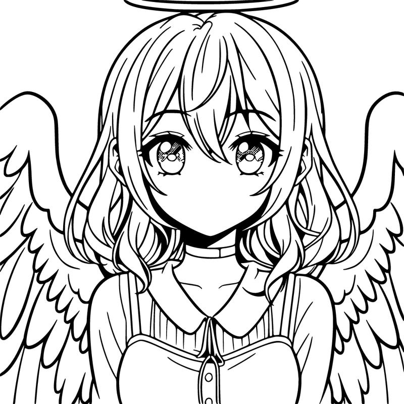 a manga girl with angel wings and a halo