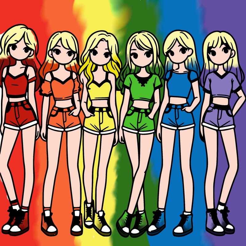 a group of girls wearing crop tops and shorts