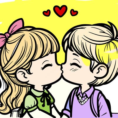 boy and girl kissing