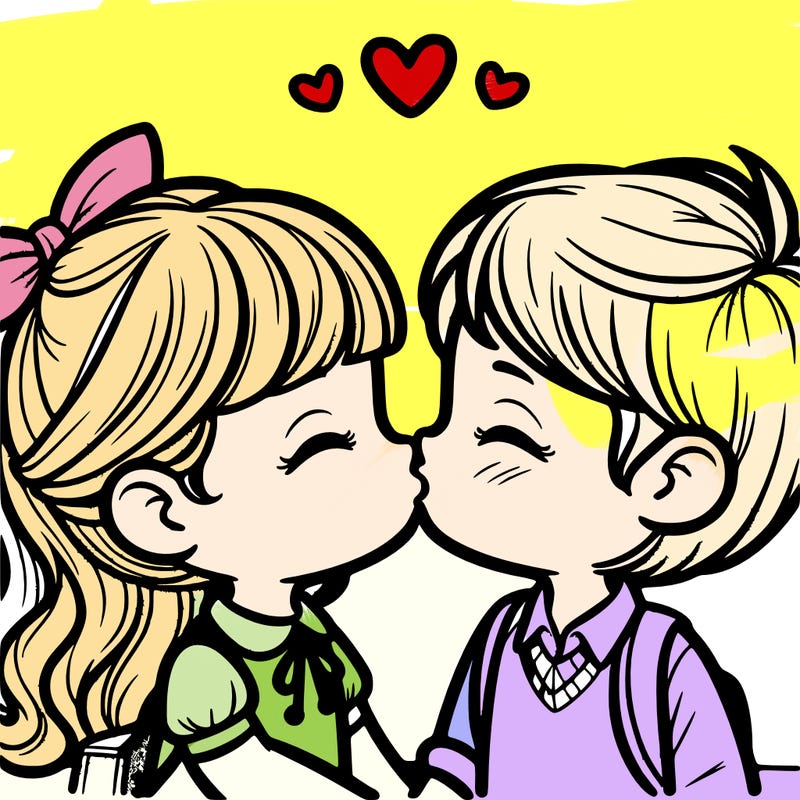 boy and girl kissing